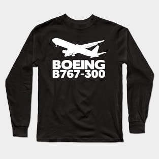 Boeing B767-300 Silhouette Print (White) Long Sleeve T-Shirt